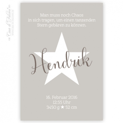 Personalisiertes Poster mit Geburtsdaten, Stern