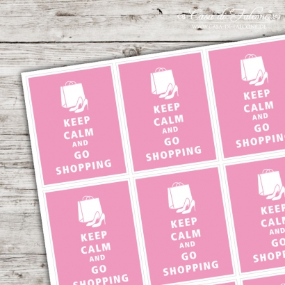 Motivaufkleber - keep calm and go shopping