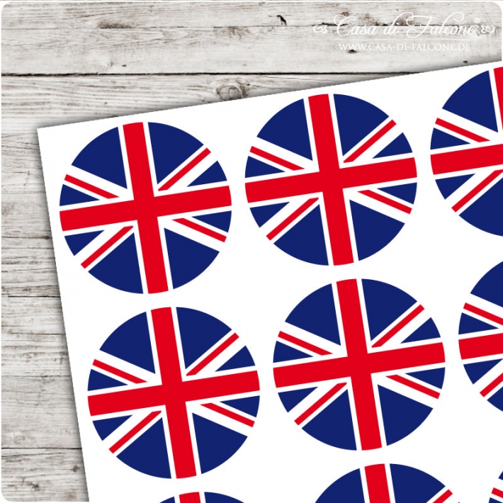 Motivaufkleber very british - Union Jack rund