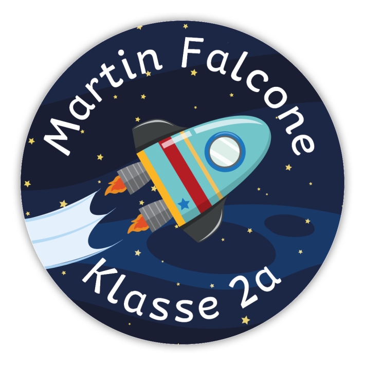 Schulaufkleber I Namensaufkleber fr die Schule Rakete