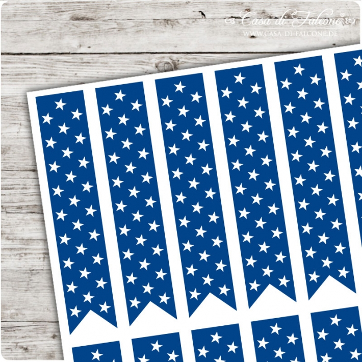 Verschlussetiketten Fhnchen Stars royalblau