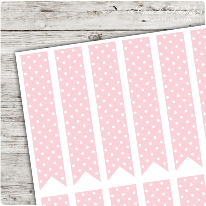 Verschlussetiketten Fhnchen Dots rosa