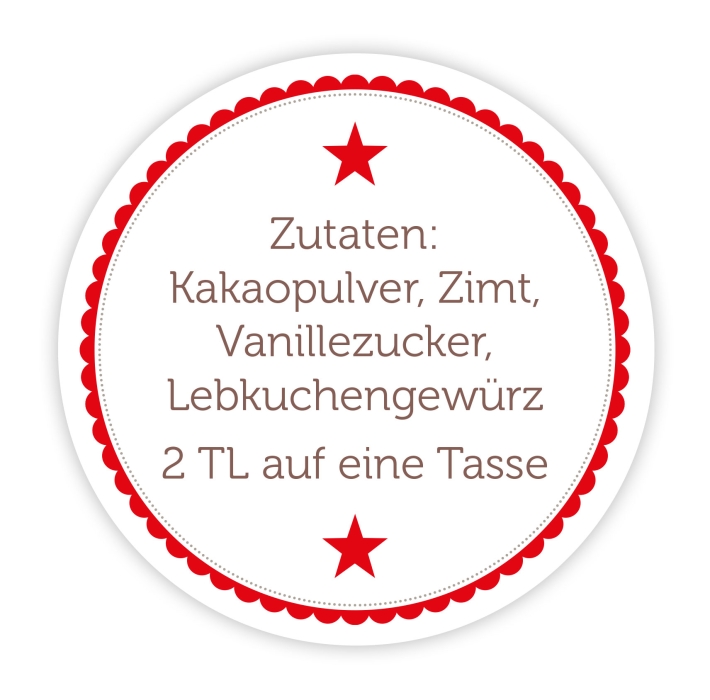 Homemade Aufkleber Hot Cocoa Zutaten/Zubereitung, personalisiert