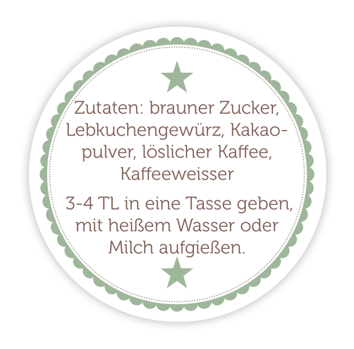 Homemade Aufkleber Hot Cocoa Zutaten/Zubereitung, personalisiert