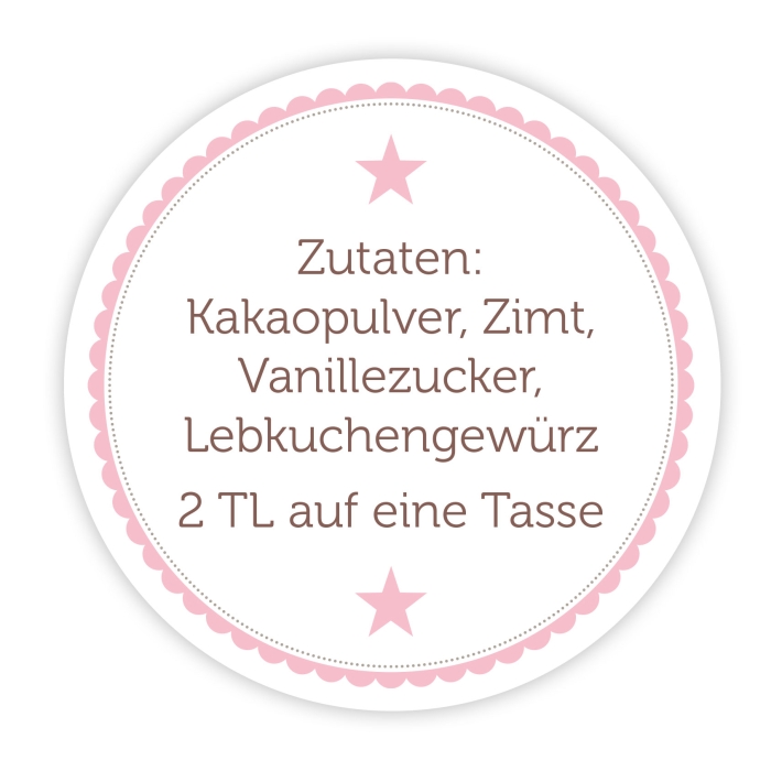 Homemade Aufkleber Hot Cocoa Zutaten/Zubereitung, personalisiert