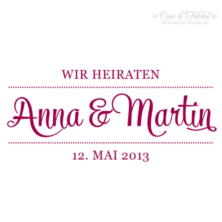 Stempel Hochzeit personalisiert mit Namen, Klassik III