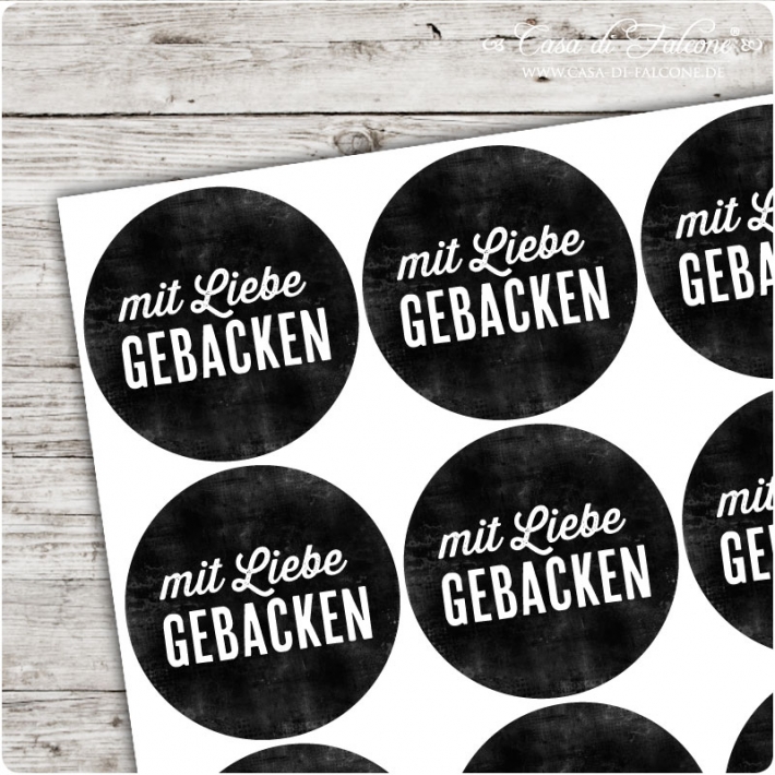 Motivaufkleber chalkboard mit Liebe gebacken