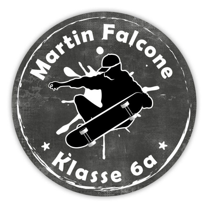 Schulaufkleber I Namensaufkleber fr die Schule Skater