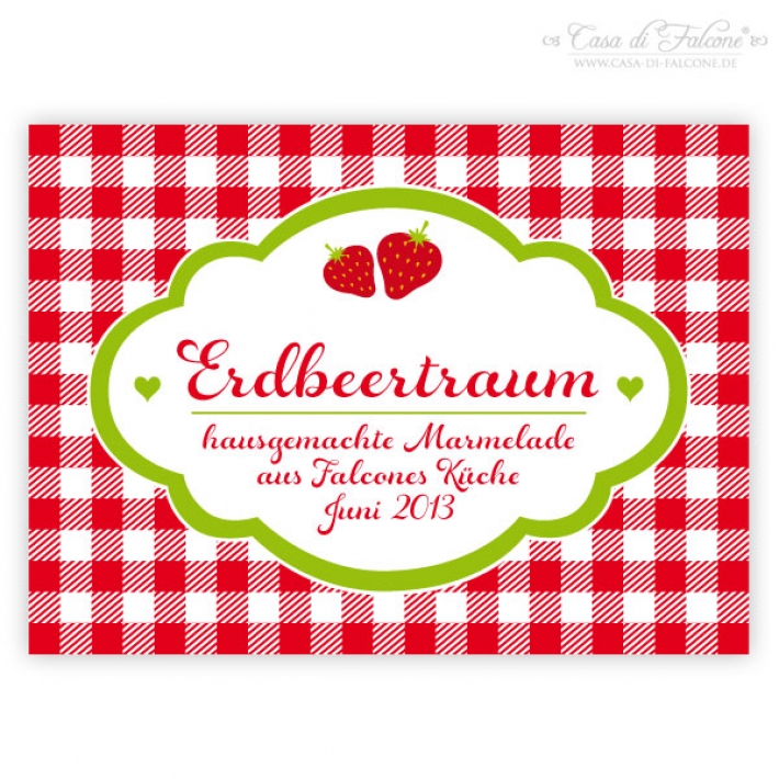 Aufkleber Karo - Erdbeeren