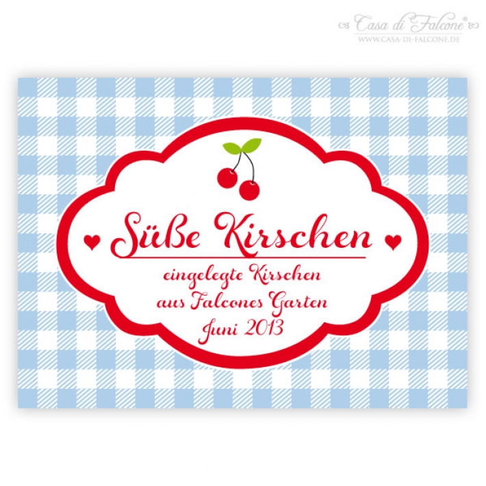 Aufkleber Karo - Kirschen