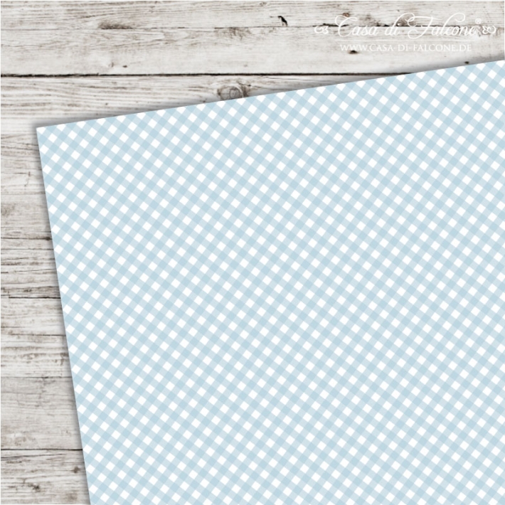A5 Karton Vichykaro babyblau