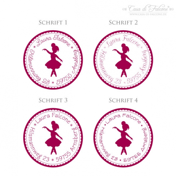 Kinderadressstempel Ballerina