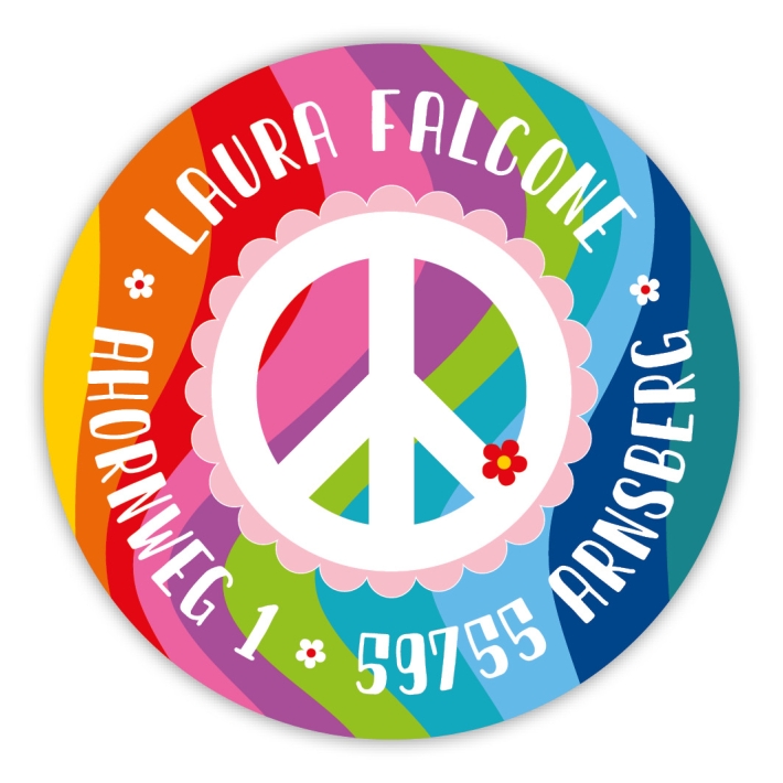 Schulaufkleber I Namensaufkleber fr die Schule Hippie