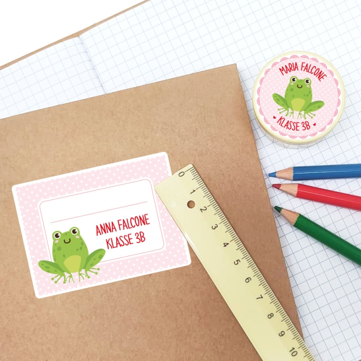 Schulaufkleber I Namensaufkleber fr die Schule Frosch