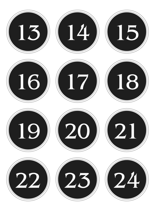 Adventskalender Aufkleber Klassik Farbwahl