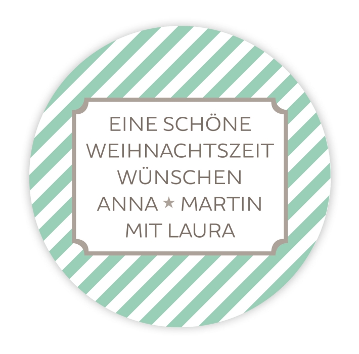 Weihnachtsaufkleber Stripes personalisiert