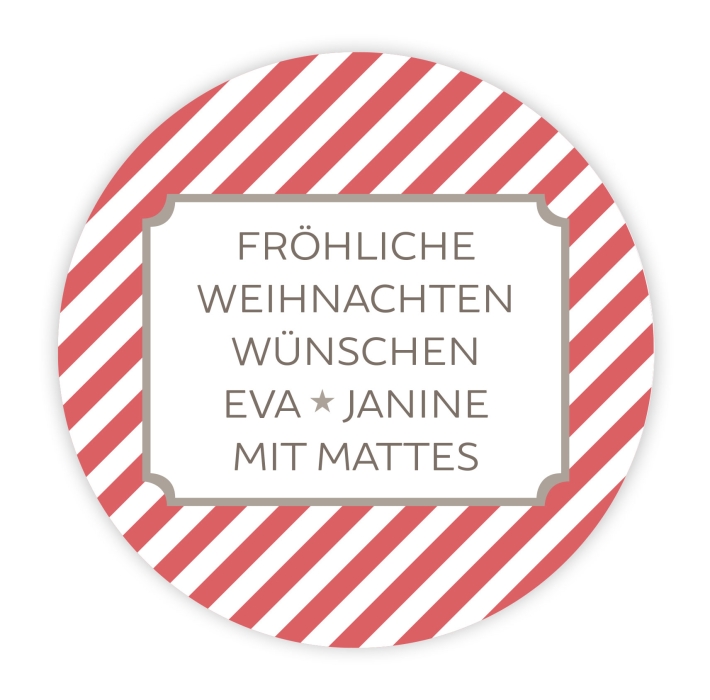 Weihnachtsaufkleber Stripes personalisiert