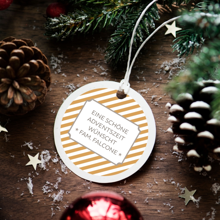 Weihnachtsaufkleber Stripes personalisiert