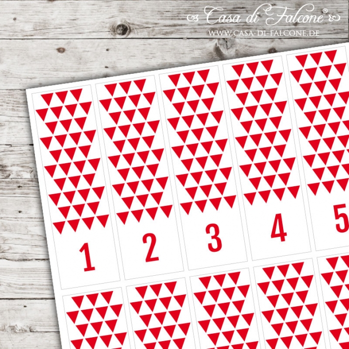 Adventskalender Triangle Verschlussetiketten rot