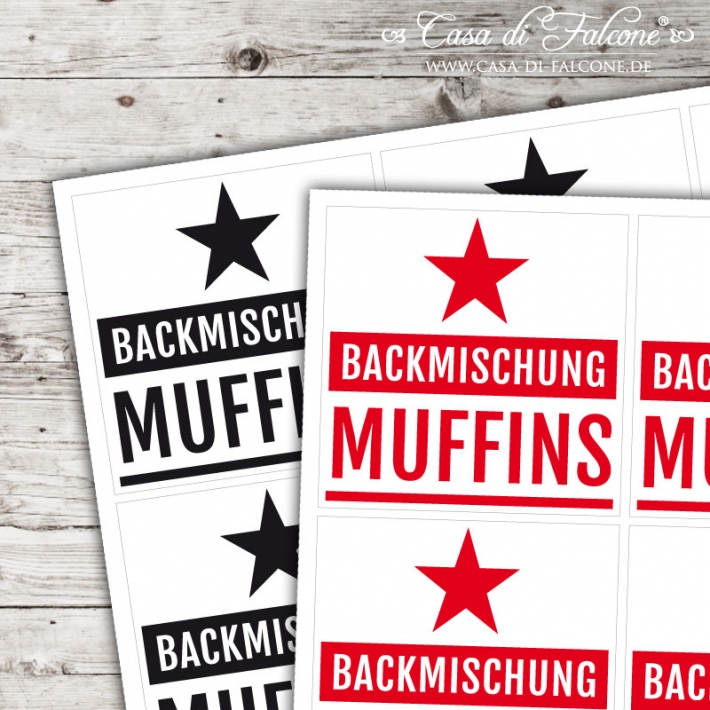 Motivaufkleber Backmischung Muffins