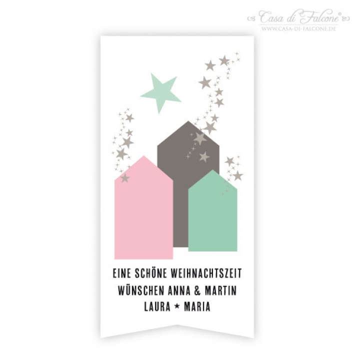 Aufkleber Weihnachten Huser Modern