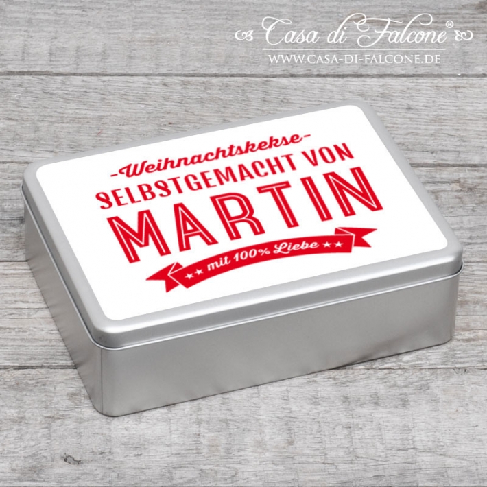 Personalisierte Dose Retro Banner eckig