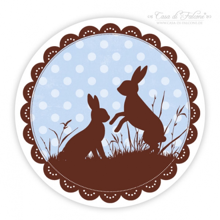 Aufkleber Ostern Hasenduo