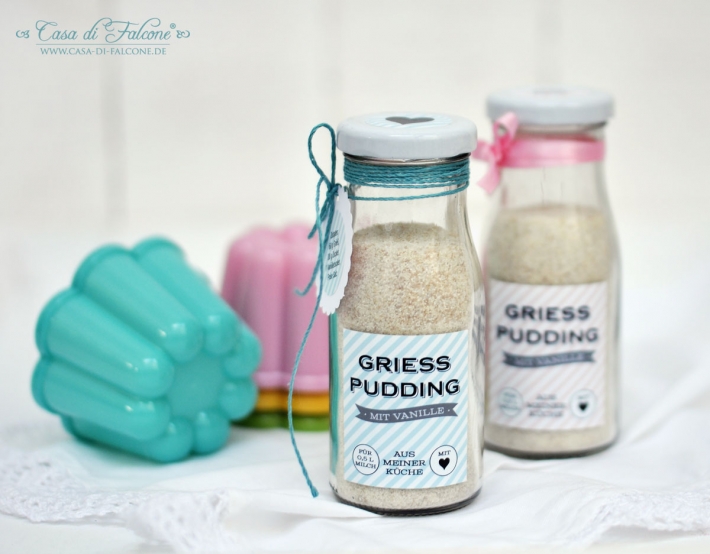 Aufkleber fr Griesspudding Mischung im Glas