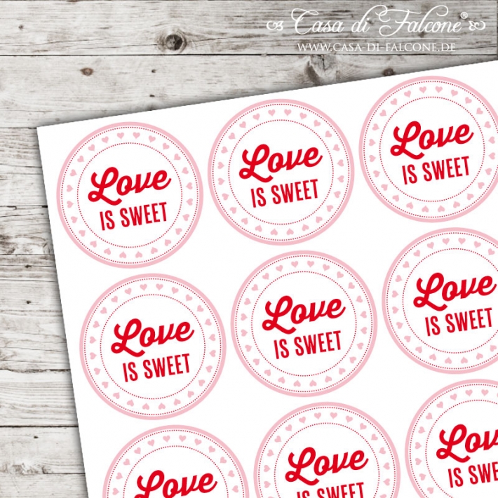 Motivaufkleber Love is sweet rot