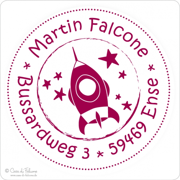 Kinderadressstempel Rakete