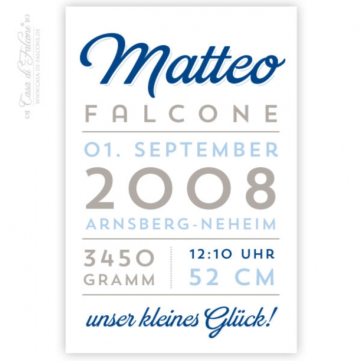 Personalisiertes Poster mit Geburtsdaten, retro boy