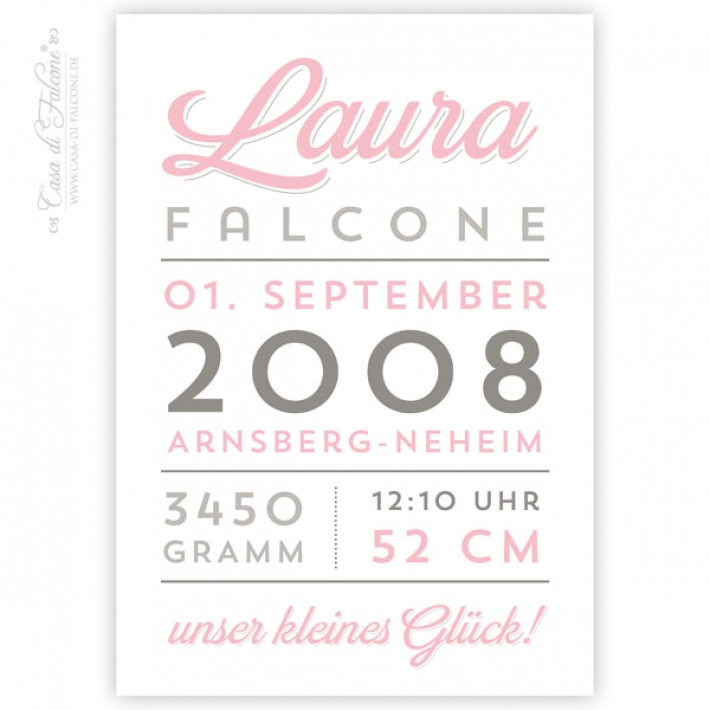 Personalisiertes Poster mit Geburtsdaten, retro girl