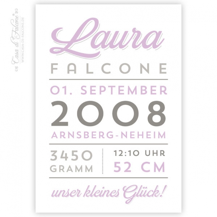 Personalisiertes Poster mit Geburtsdaten, retro girl