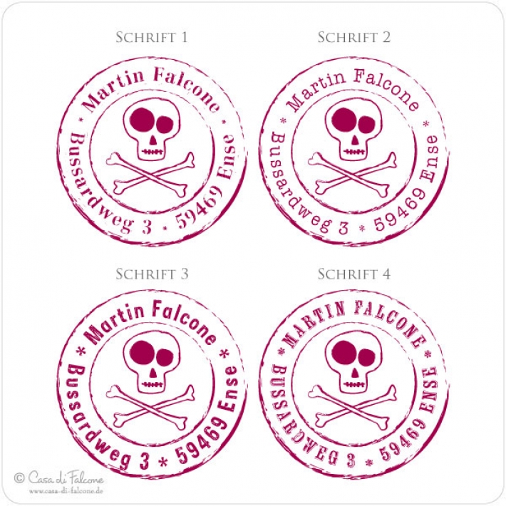Kinderadressstempel Totenkopf