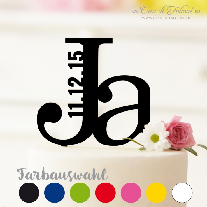 Hochzeit Cake Topper personalisiert Ja, serif