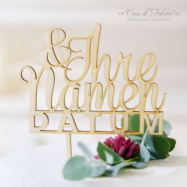 Hochzeit Cake topper, personalisiert mit Namen Klassik III