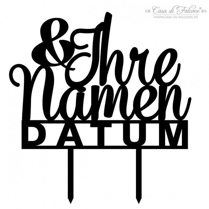 Hochzeit Cake topper, personalisiert mit Namen Klassik III