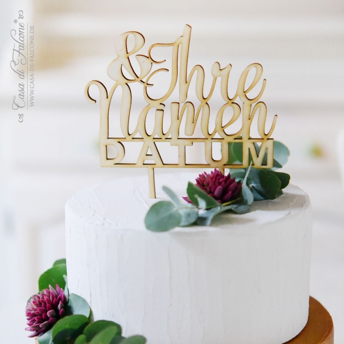Hochzeit Cake topper, personalisiert mit Namen Klassik III