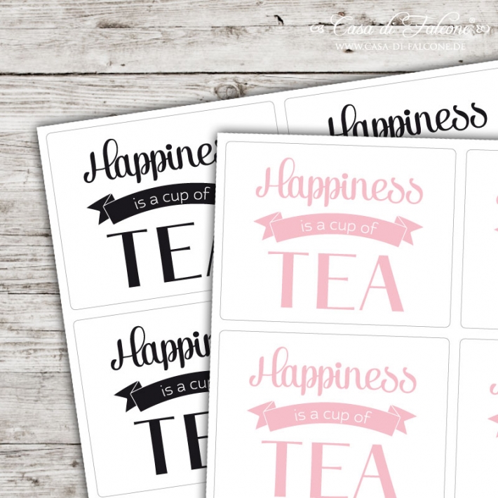 Motivaufkleber Typo - Happiness is a cup of tea