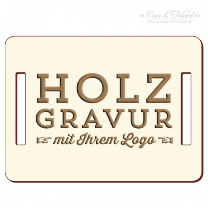 Holzanhnger eckig - mit individueller Logogravur 25er Set