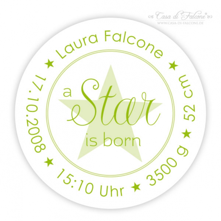 Personalisierte Aufkleber zur Geburt- a star is born