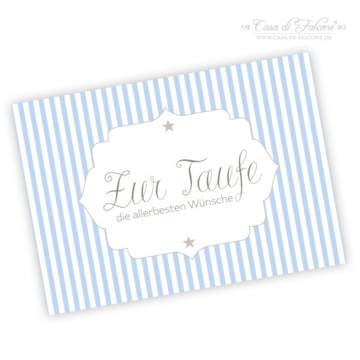 Postkarte zur Taufe, blau