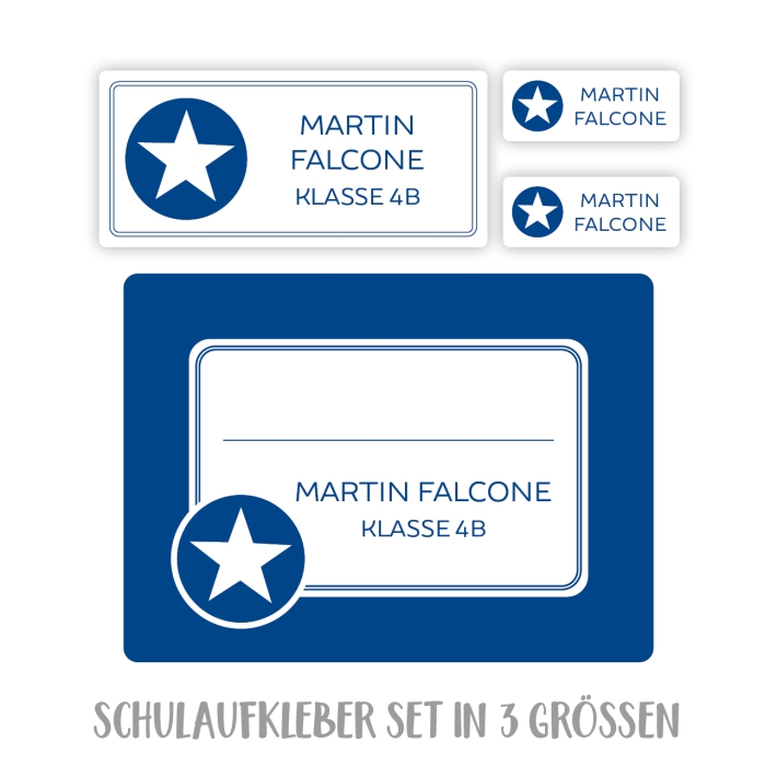 Namensaufkleber Set fr die Schule Stern