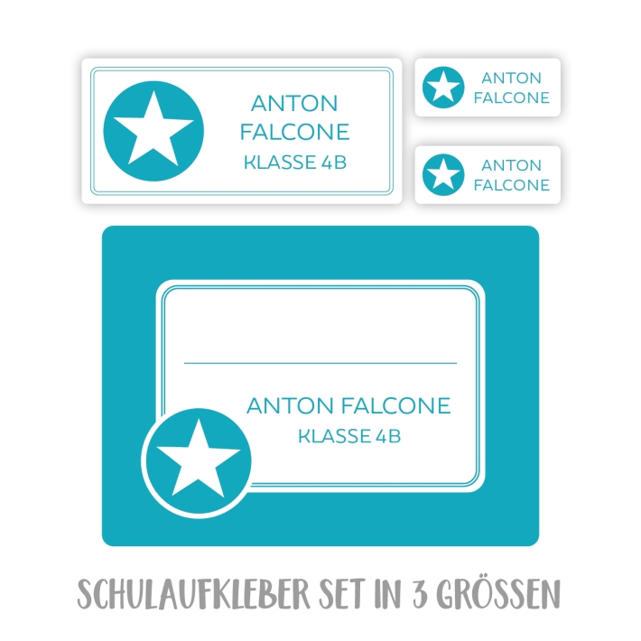 Namensaufkleber Set fr die Schule Stern
