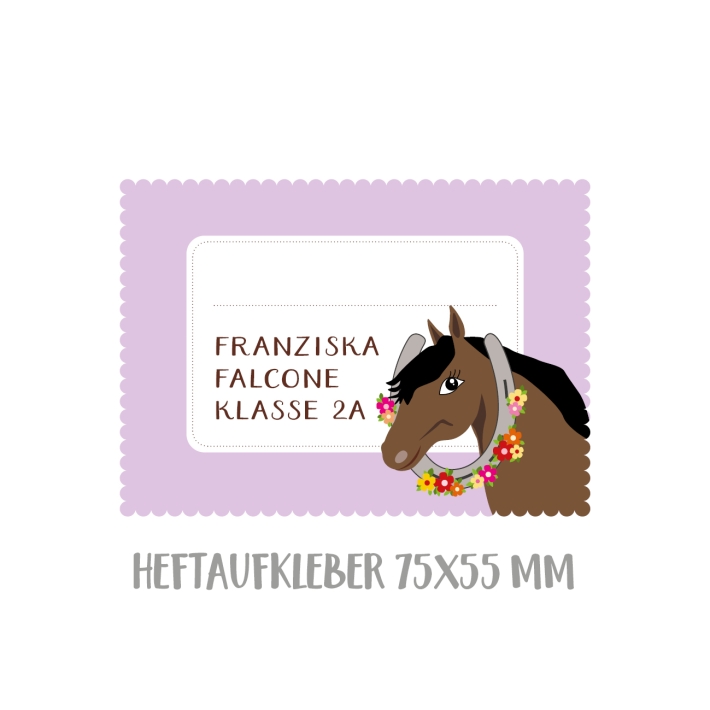 Namensaufkleber Set fr die Schule Pferd