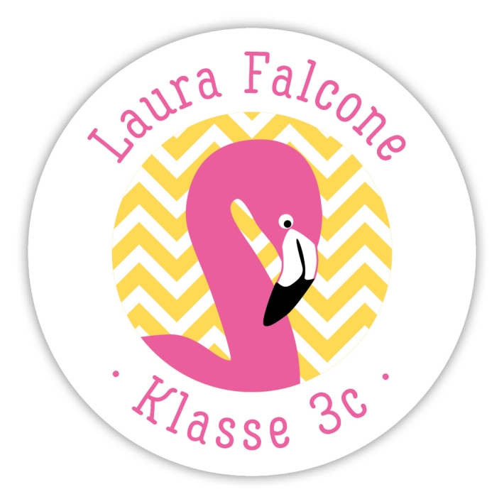 Schuletiketten Flamingo rund 2