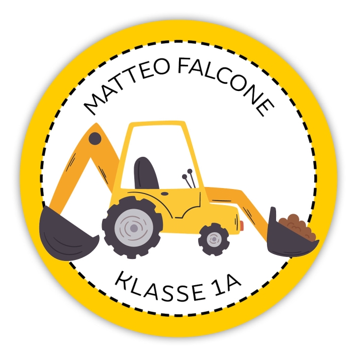 Schuletiketten Bagger rund