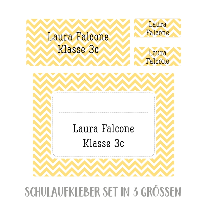 Namensaufkleber Set fr die Schule chevron