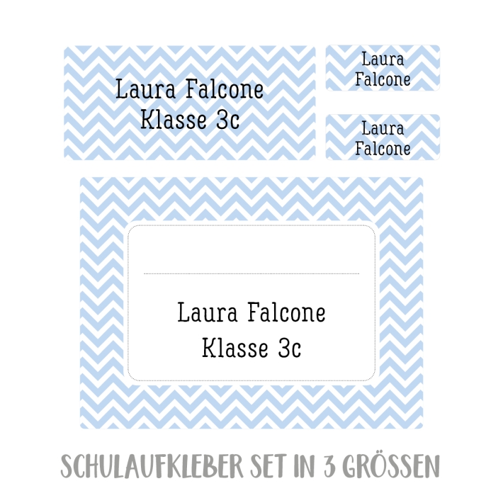 Namensaufkleber Set fr die Schule chevron