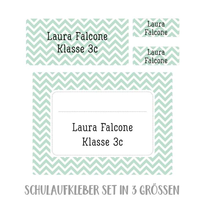Namensaufkleber Set fr die Schule chevron